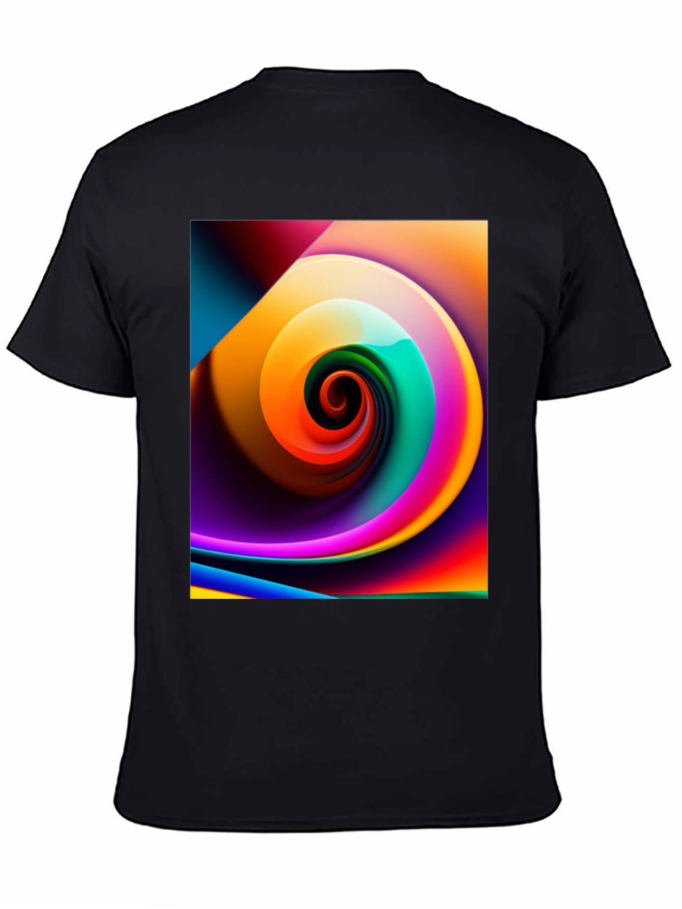 Vibrant Swirl Graphic Black T-Shirt