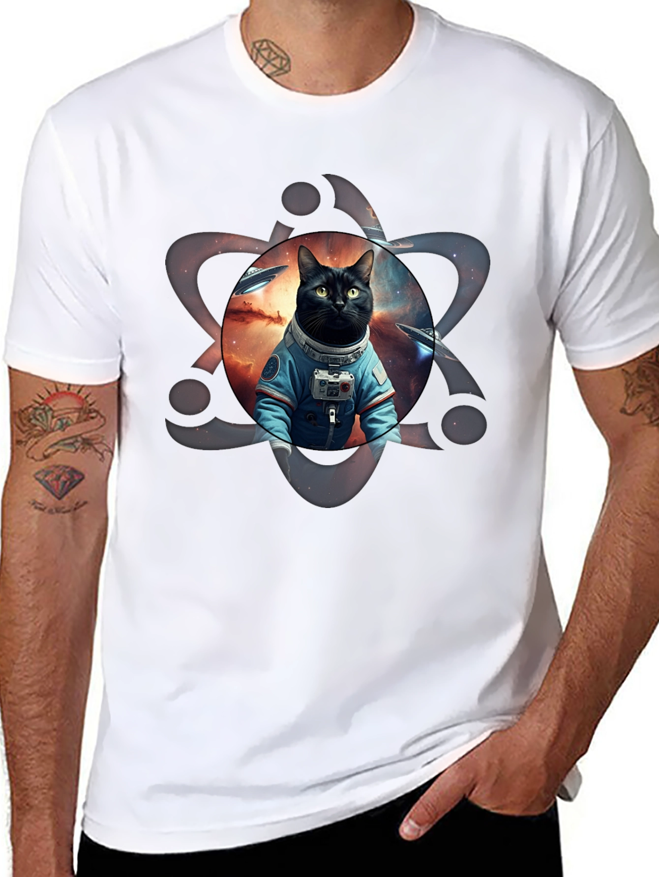 Cosmic Cat Astronaut Graphic Tee