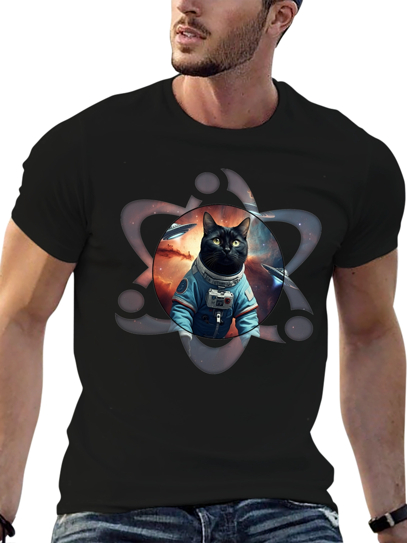 Cosmic Cat Astronaut Graphic Tee