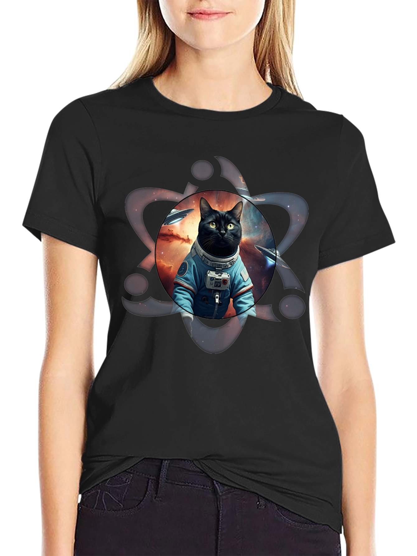 Cosmic Cat Astronaut Graphic Tee