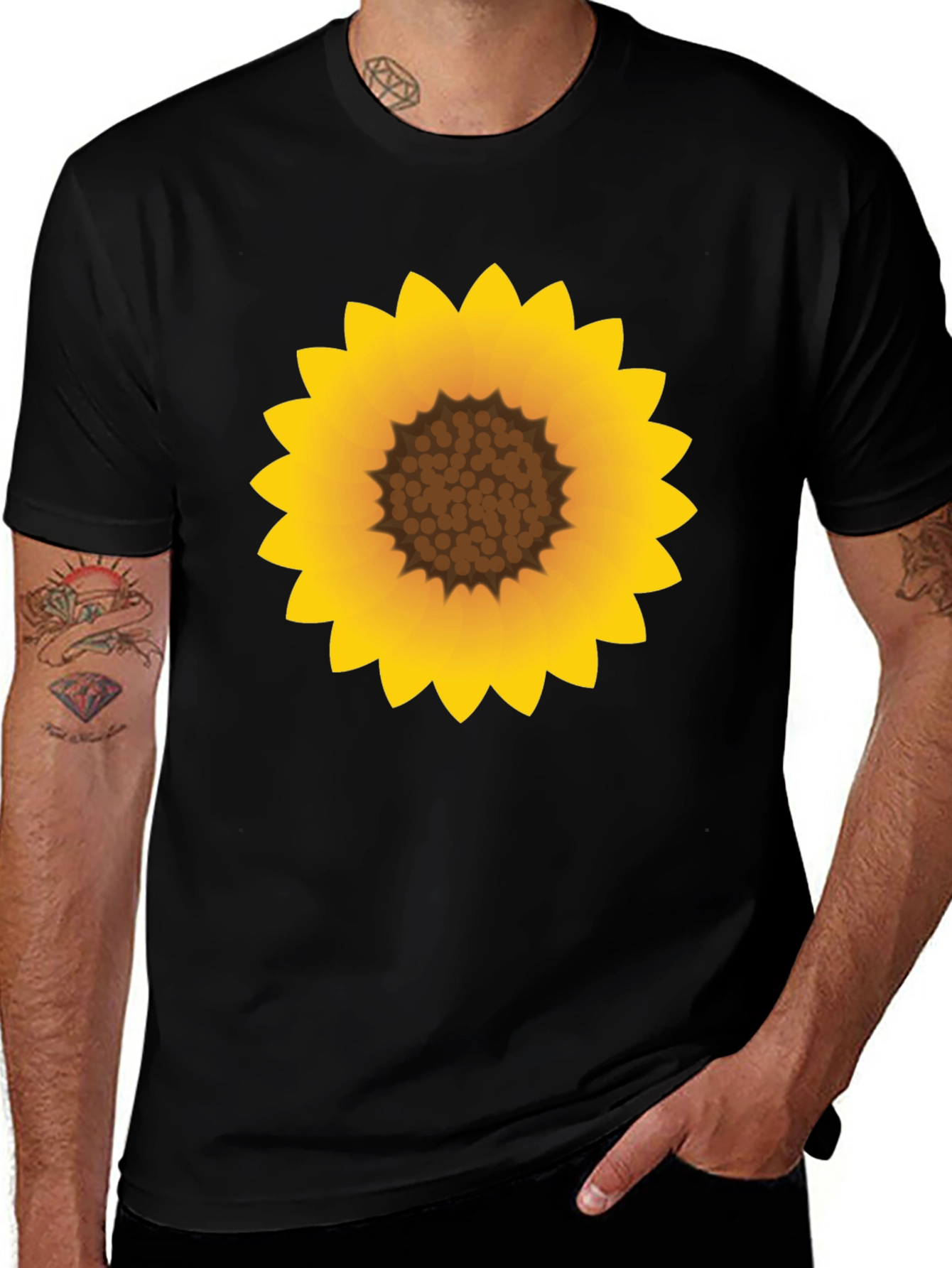 Sunflower Graphic Black T-Shirt