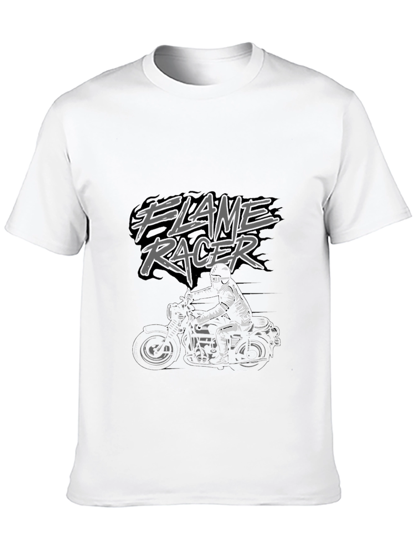 Flame Racer Graphic Tee - Motorcycle Design