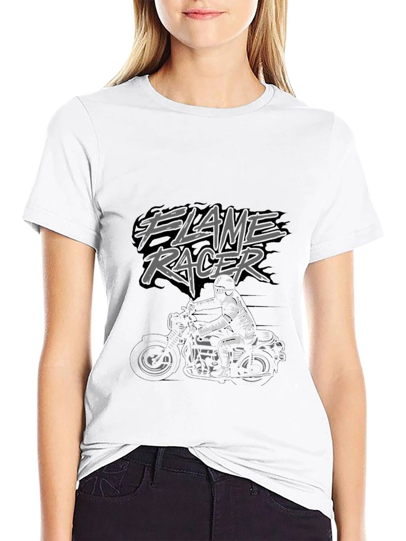 Flame Racer Graphic Tee - Motorcycle Design
