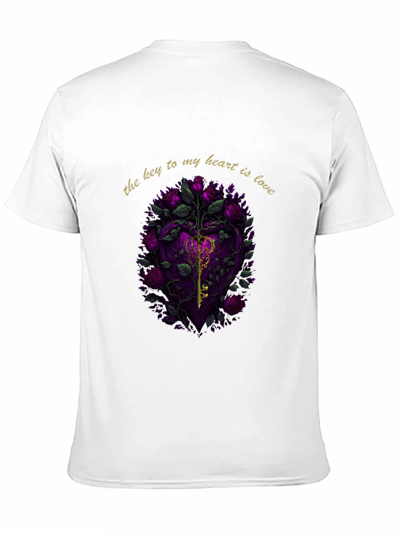 Key to My Heart Love Roses Black T-Shirt