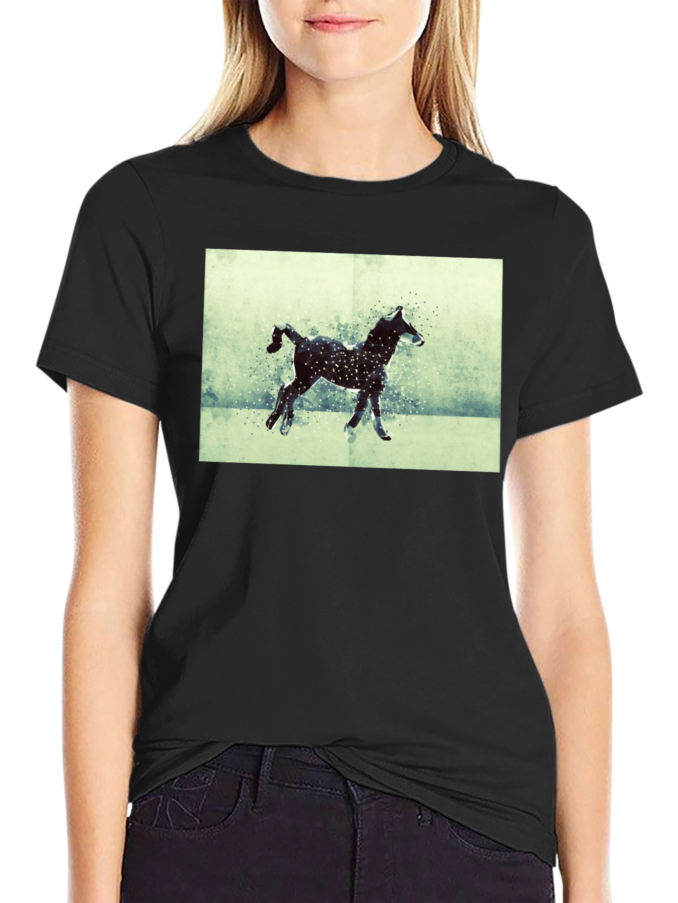 Horse Silhouette Graphic Black T-Shirt