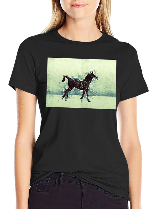 Horse Silhouette Graphic Black T-Shirt