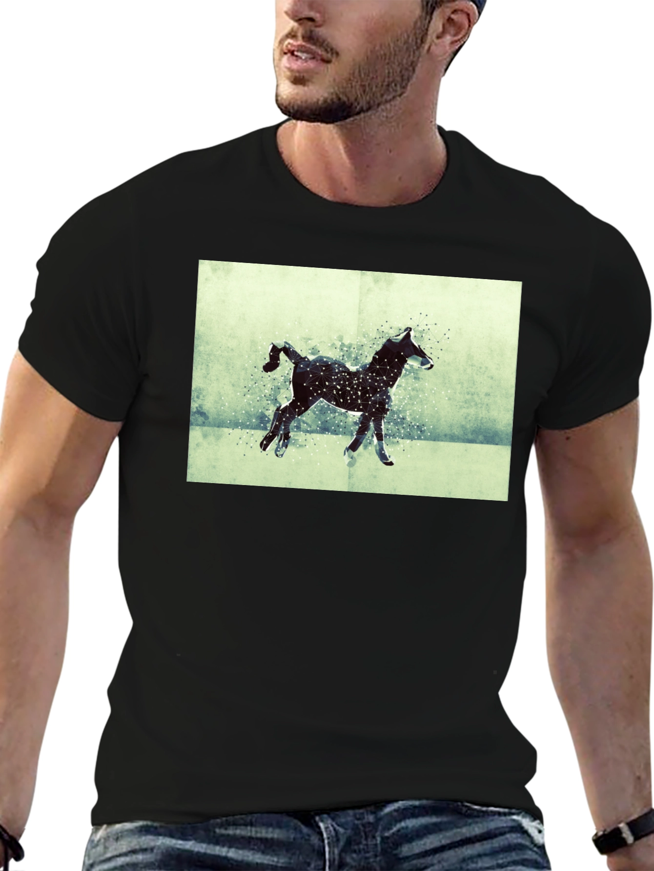 Horse Silhouette Graphic Black T-Shirt
