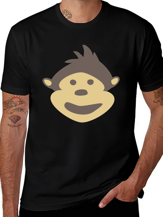 Monkey Face Graphic Tee - Black Cotton Comfort