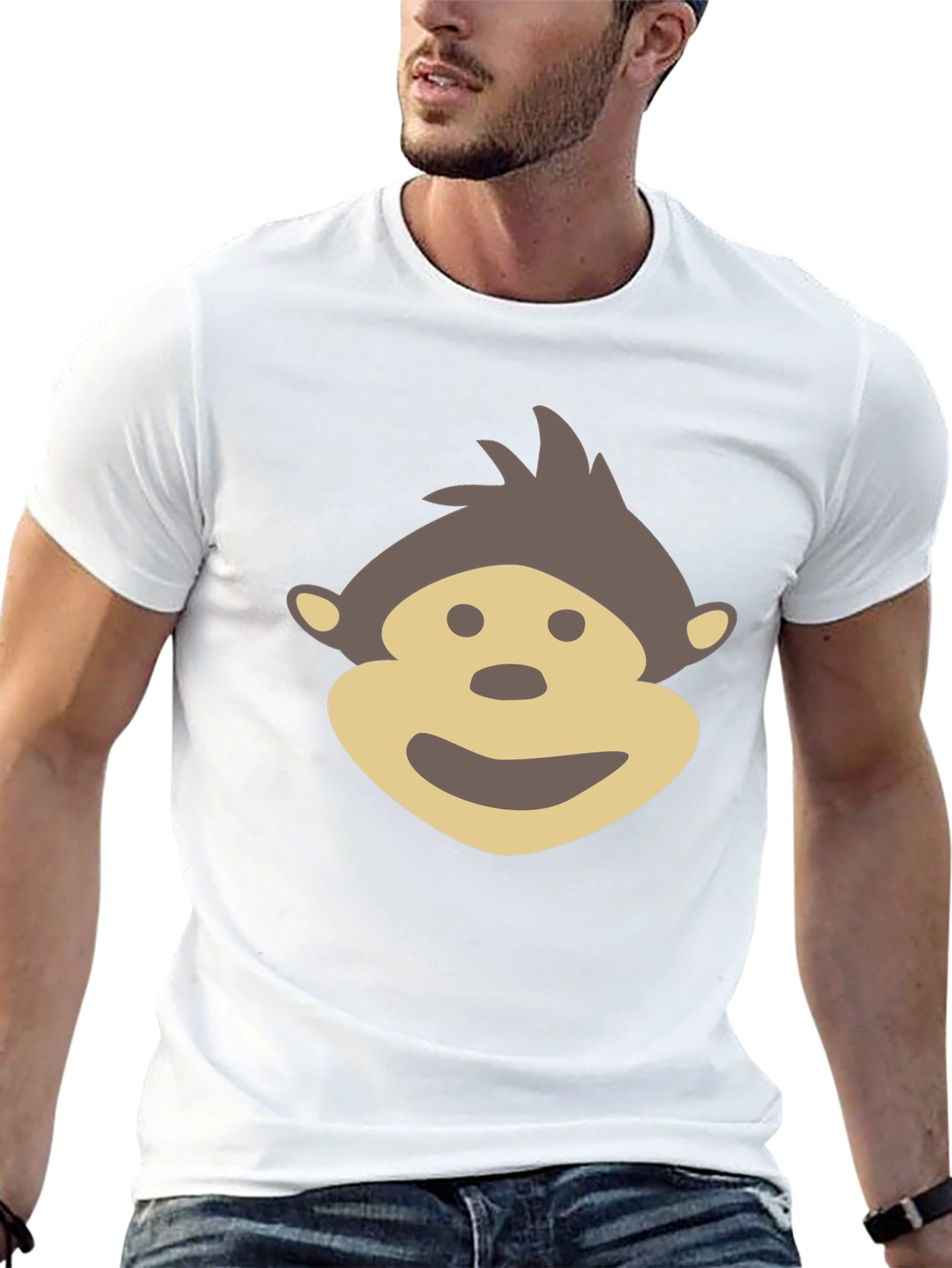 Monkey Face Graphic Tee - Black Cotton Comfort