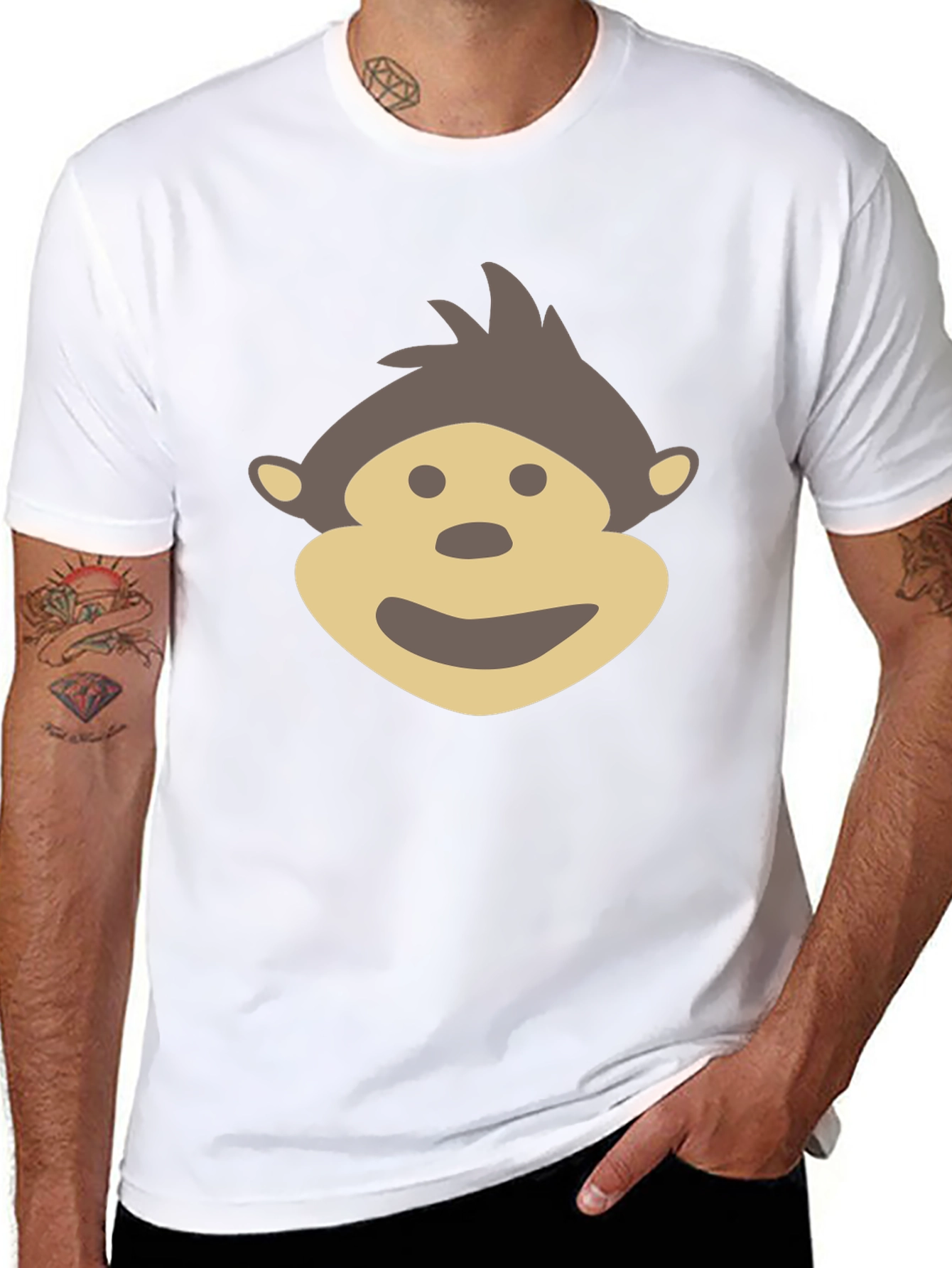 Monkey Face Graphic Tee - Black Cotton Comfort