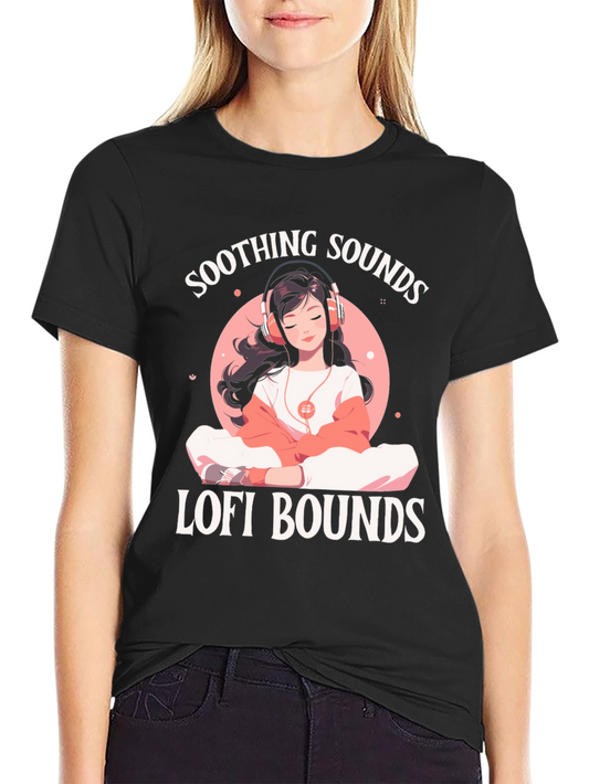 Soothing Sounds Lofi Bounds Black T-Shirt