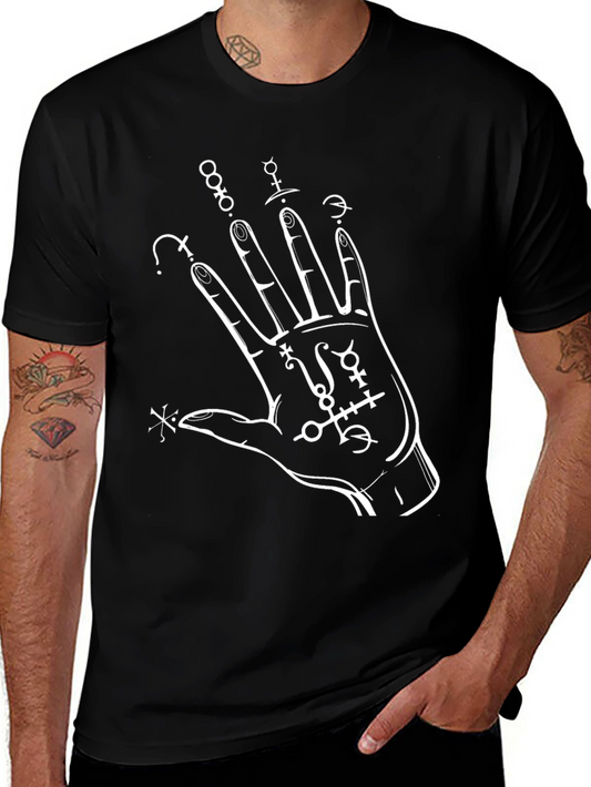 Mystic Hand Print T-Shirt - Black Cotton Tee