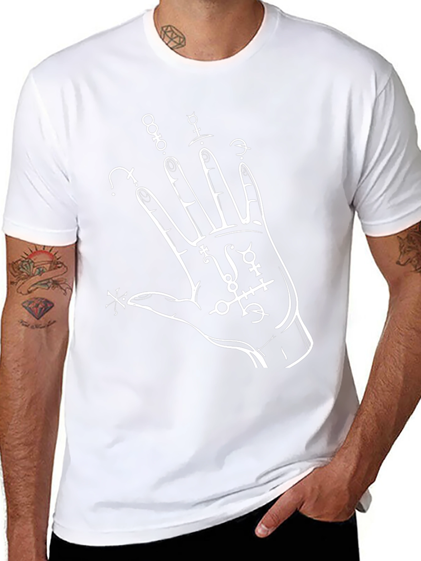 Mystic Hand Print T-Shirt - Black Cotton Tee