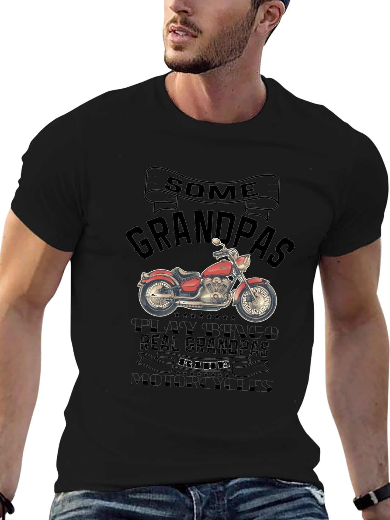 Real Grandpas Ride T-Shirt - Biker Dad Tee