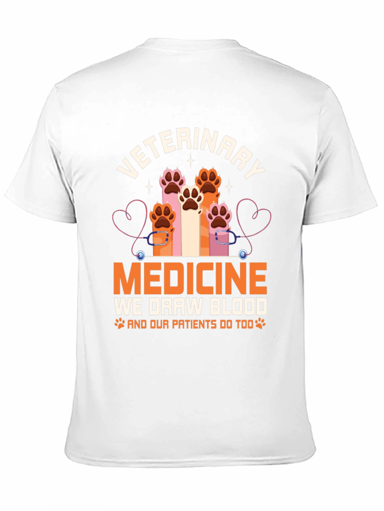Veterinary Medicine T-Shirt - Paw Prints & Stethoscope Design