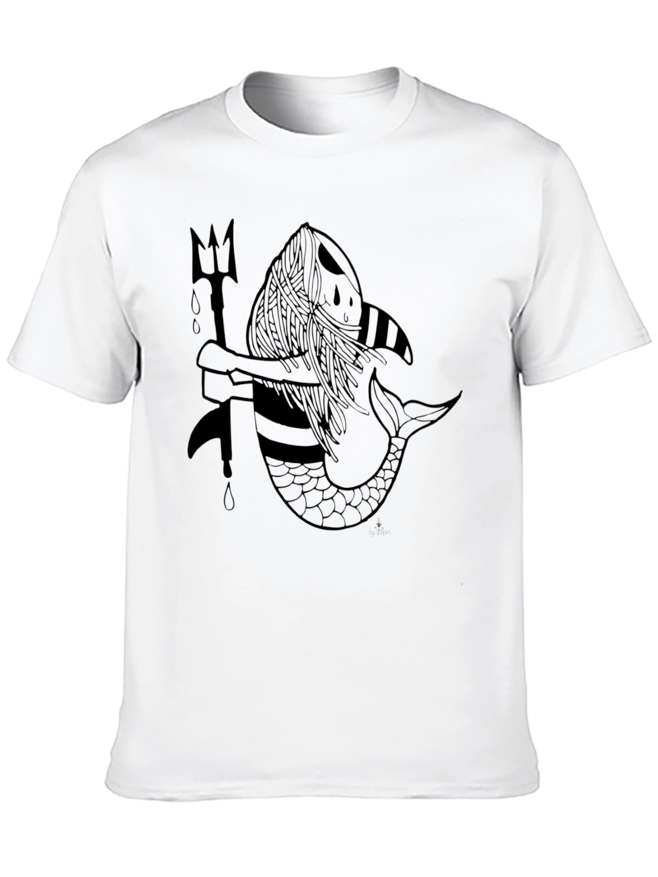 Mermaid Trident Graphic T-Shirt - Black