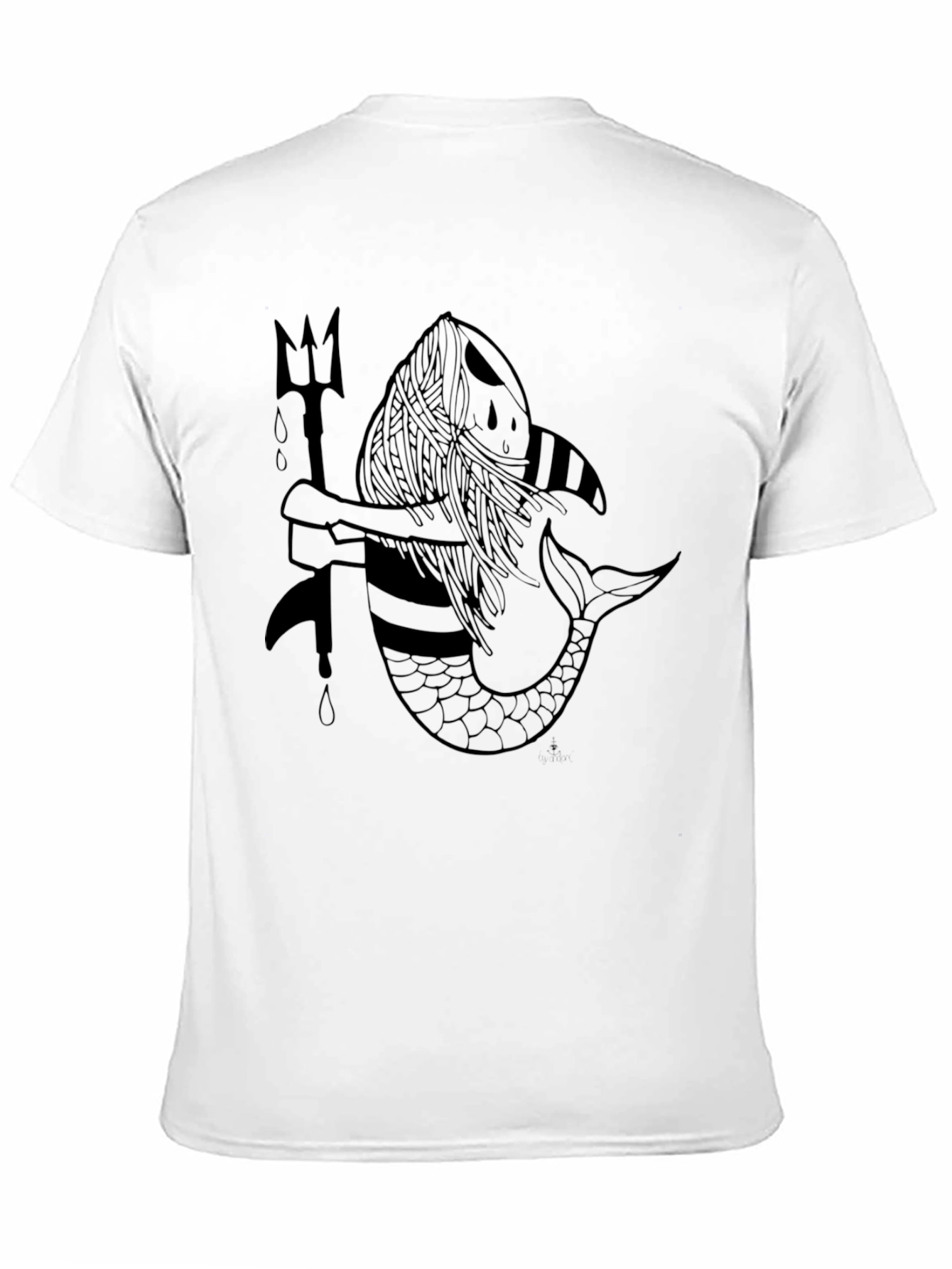 Mermaid Trident Graphic T-Shirt - Black