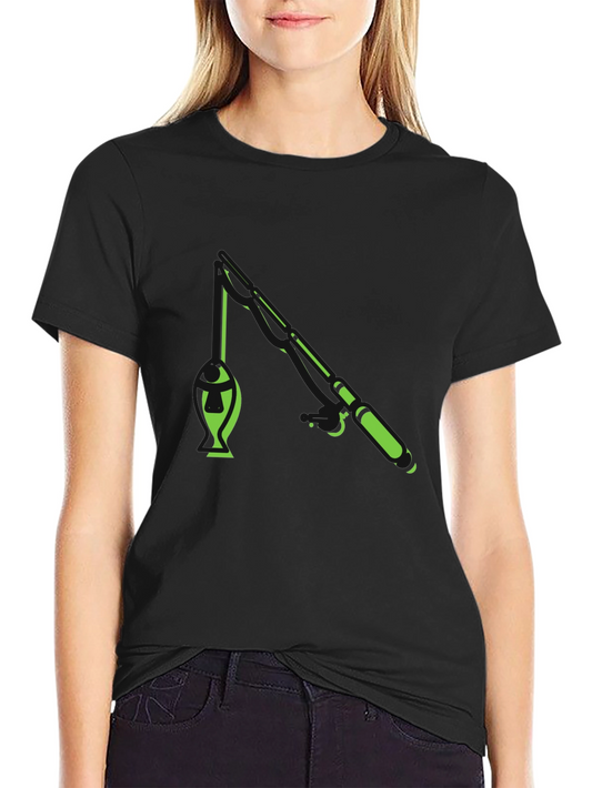 Fishing Graphic T-Shirt - Black Cotton Blend Tee