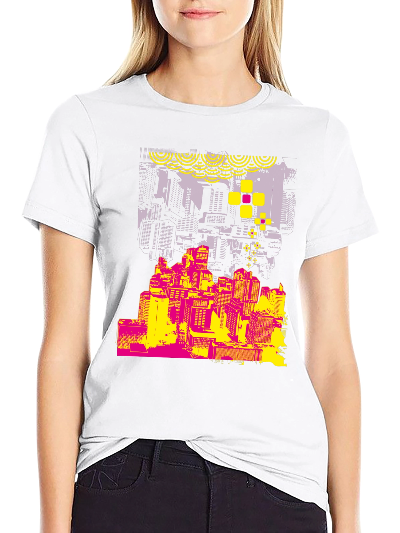 Abstract Cityscape Graphic T-Shirt - Stylish Urban Design