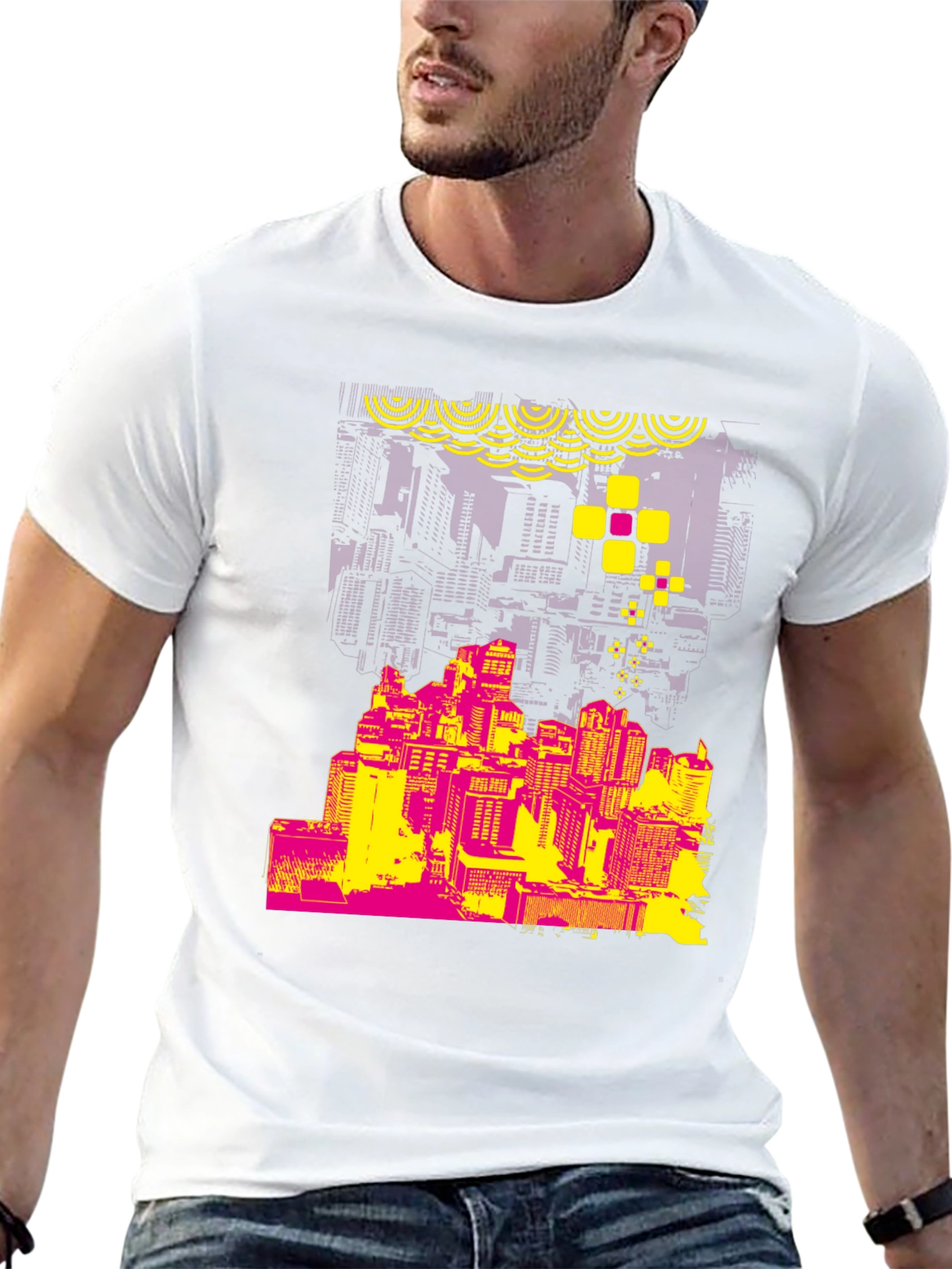 Abstract Cityscape Graphic T-Shirt - Stylish Urban Design