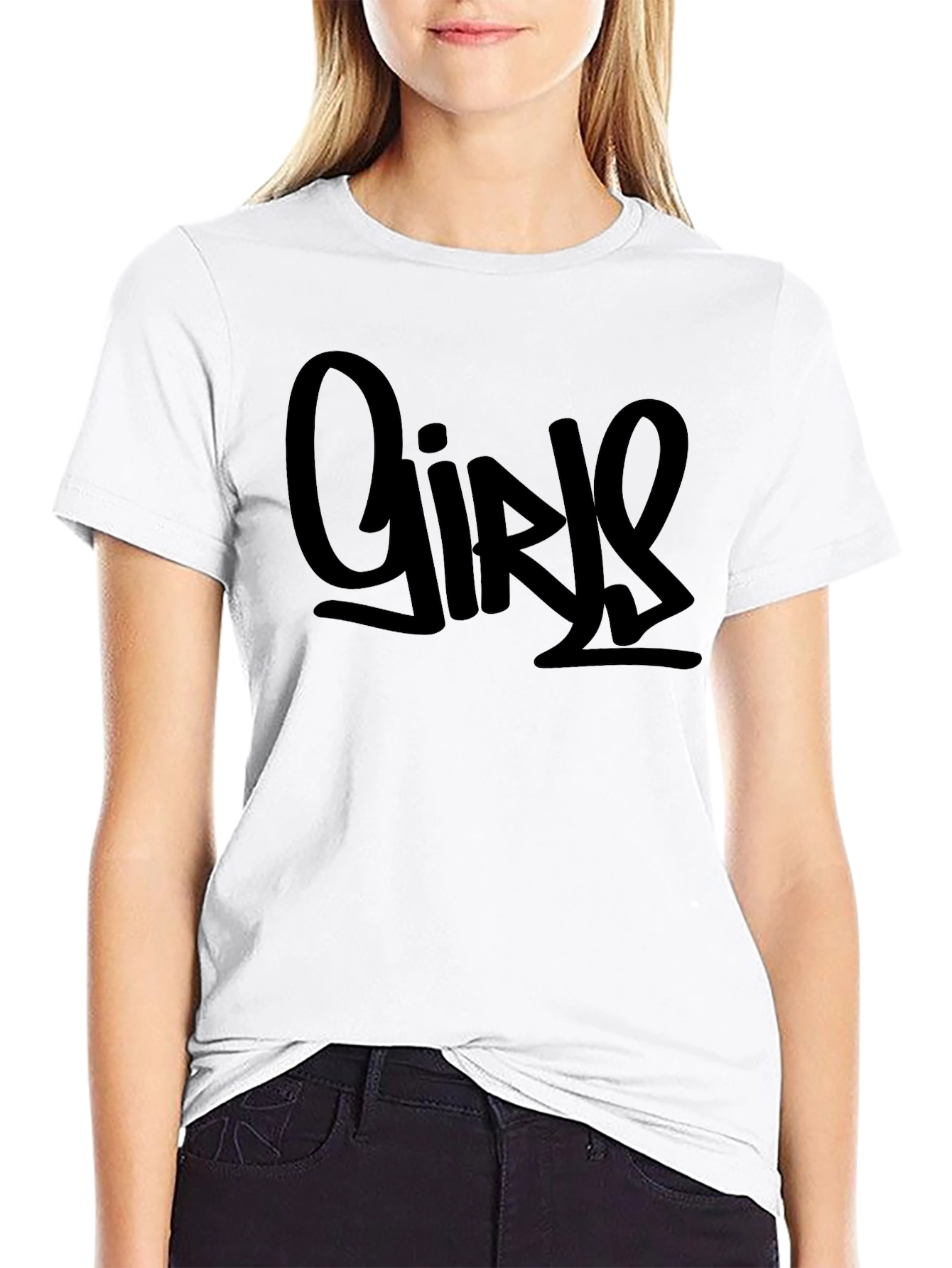 Girls Graphic Black T-Shirt
