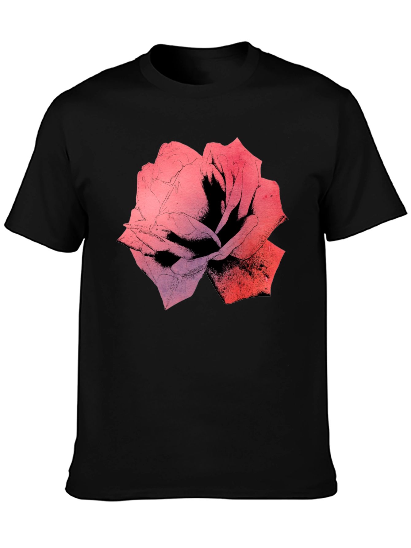 Rose Graphic Black T-Shirt - Bold Floral Print