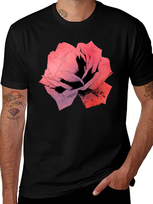 Rose Graphic Black T-Shirt - Bold Floral Print