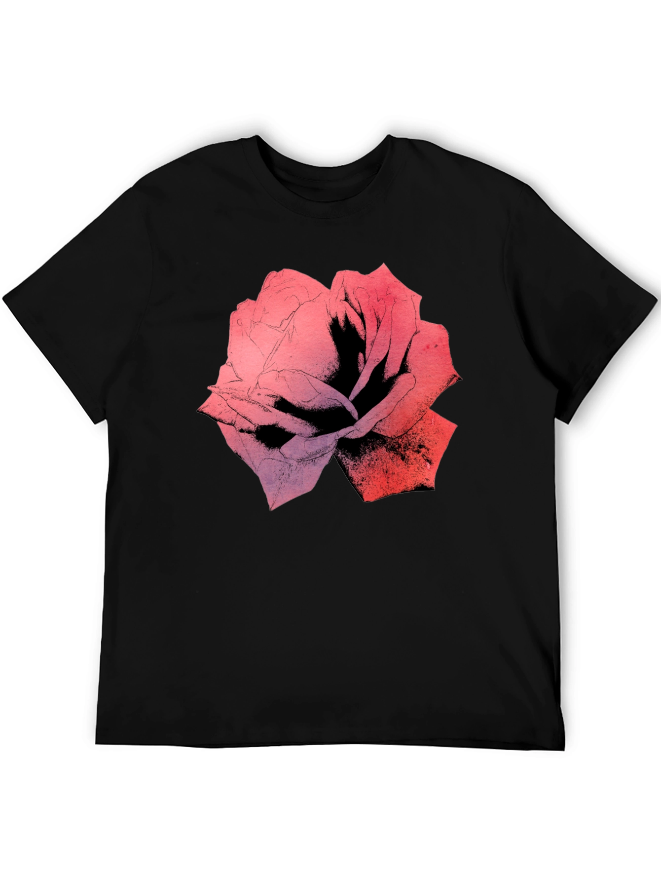 Rose Graphic Black T-Shirt - Bold Floral Print