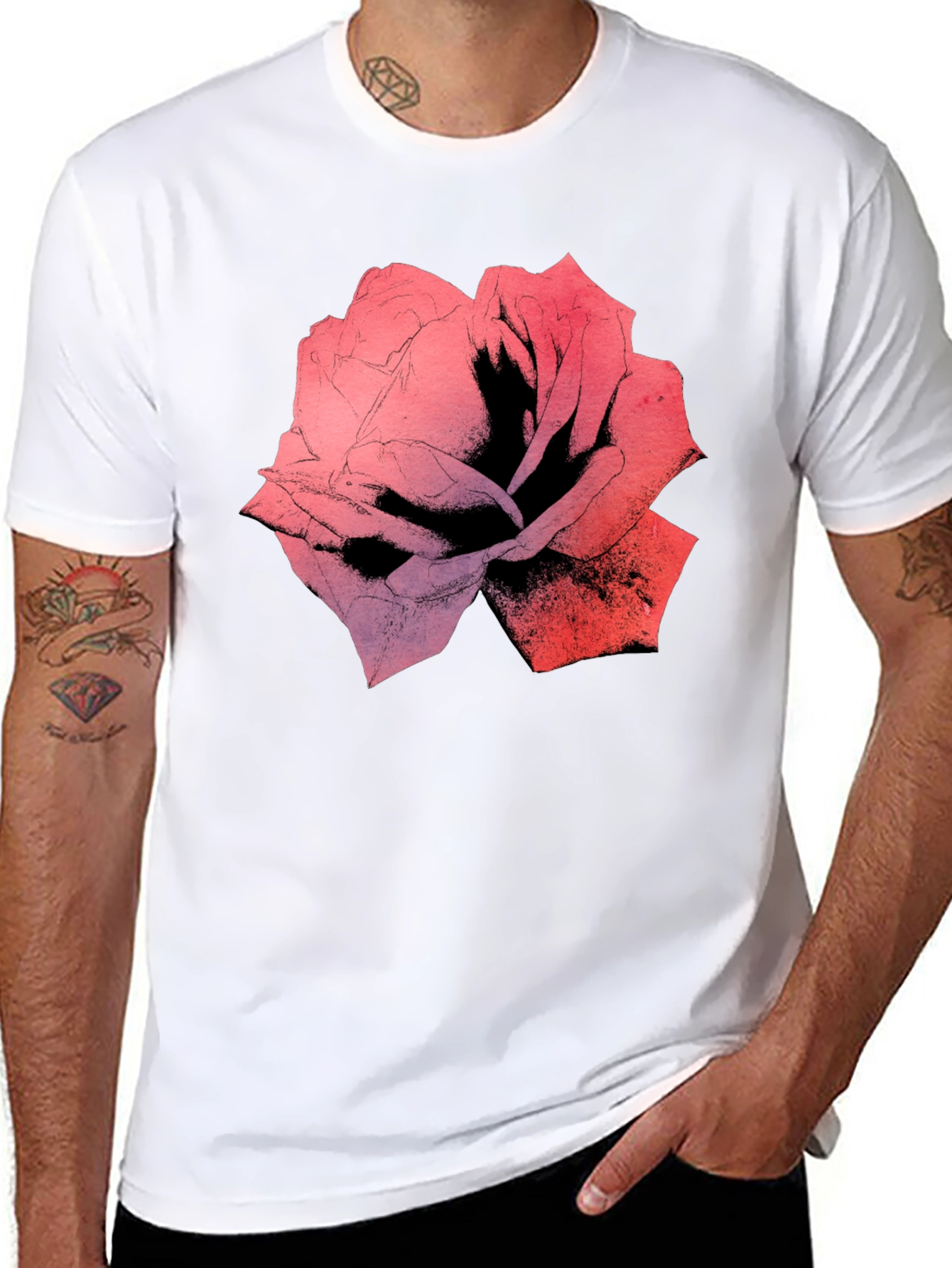 Rose Graphic Black T-Shirt - Bold Floral Print