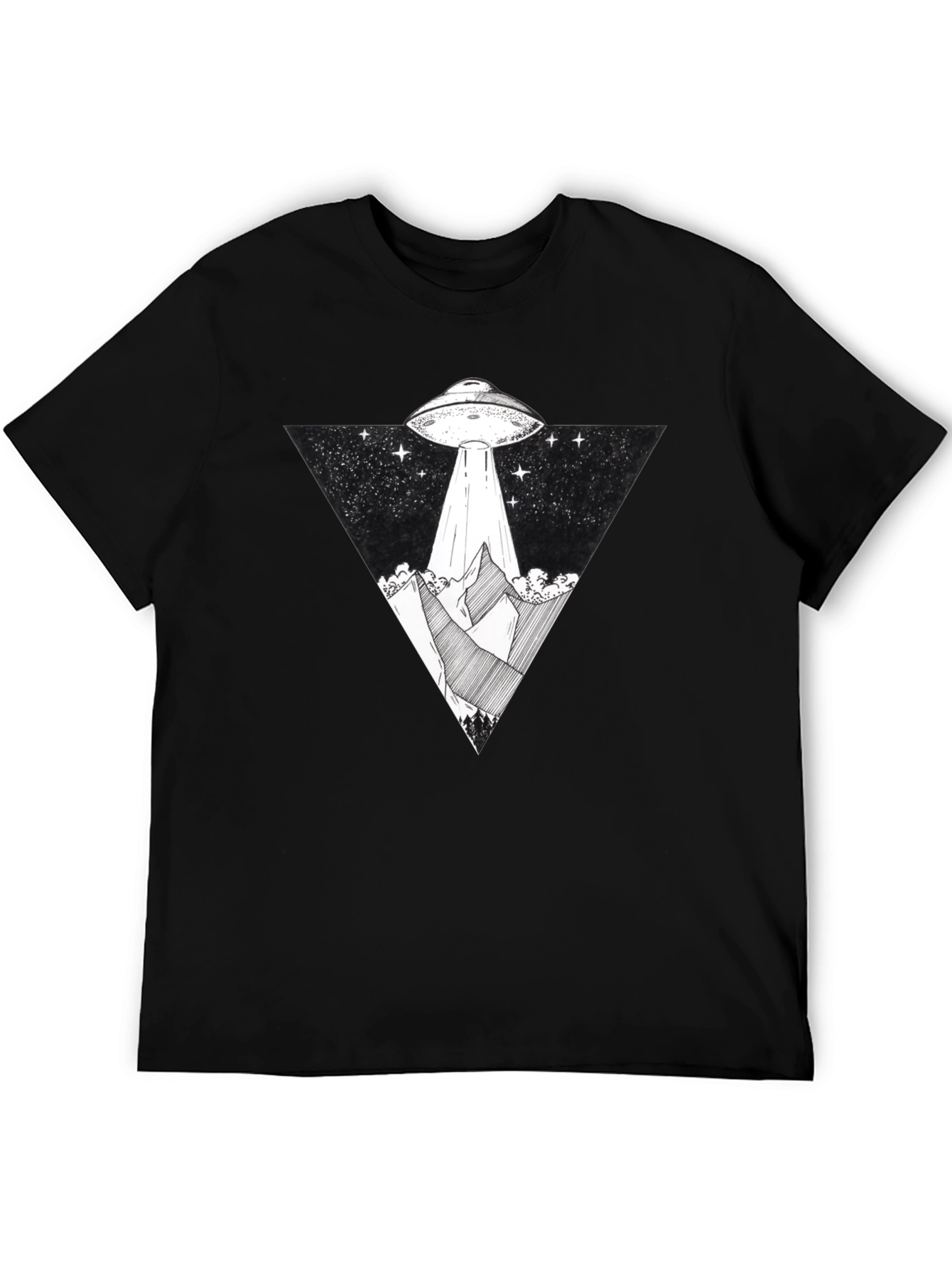 UFO Graphic Tee - Black Alien Abduction T-Shirt