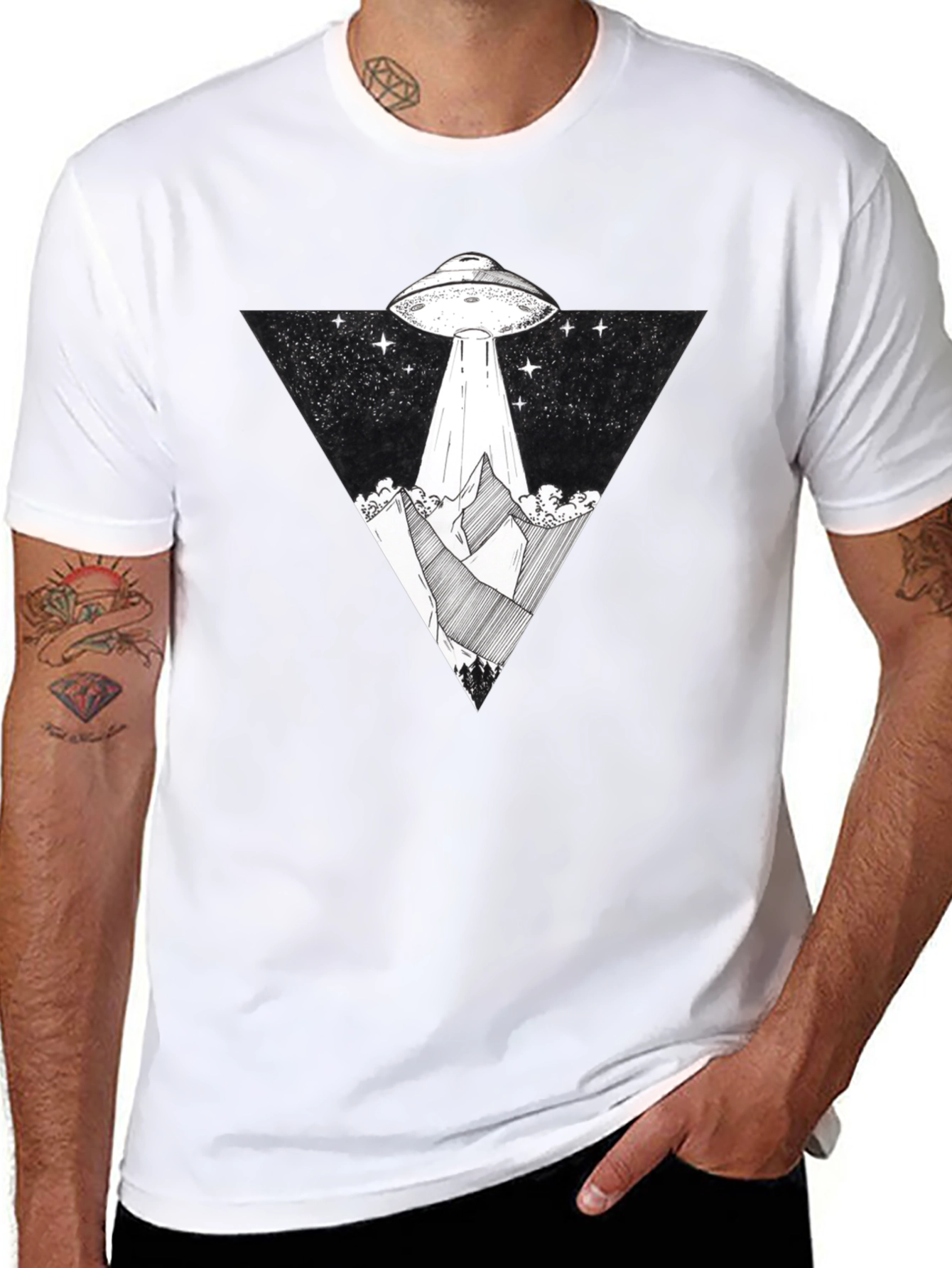 UFO Graphic Tee - Black Alien Abduction T-Shirt