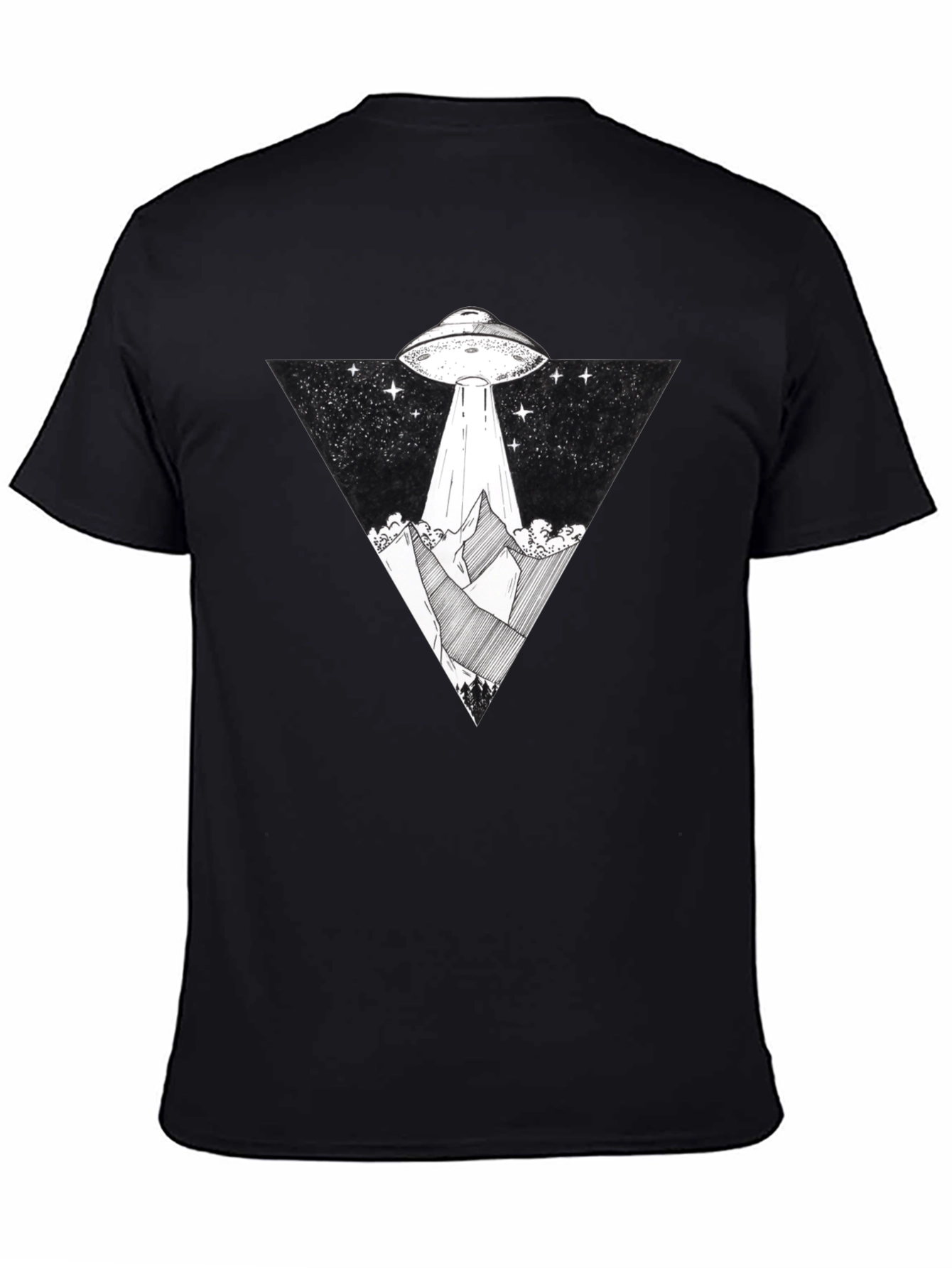 UFO Graphic Tee - Black Alien Abduction T-Shirt