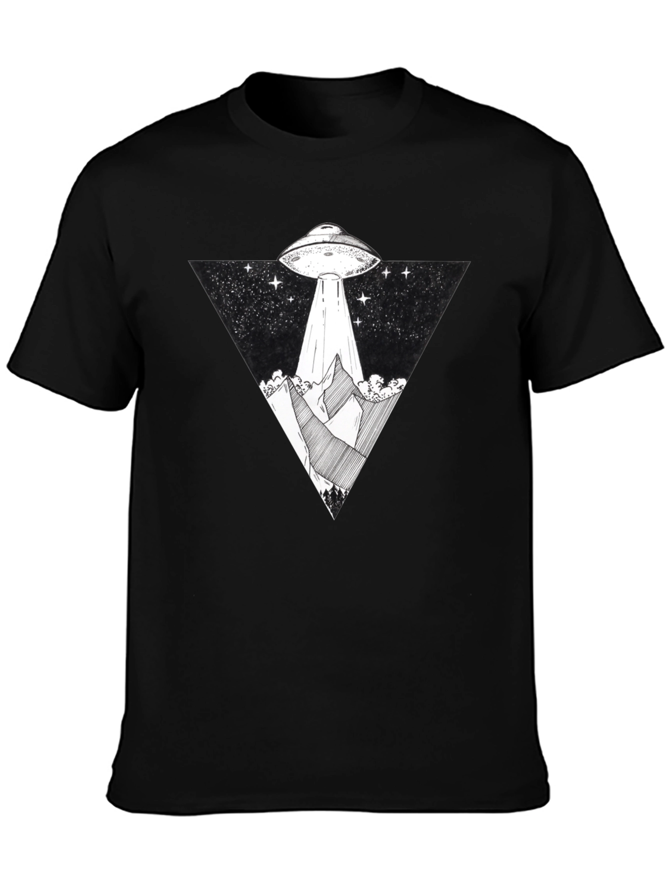 UFO Graphic Tee - Black Alien Abduction T-Shirt