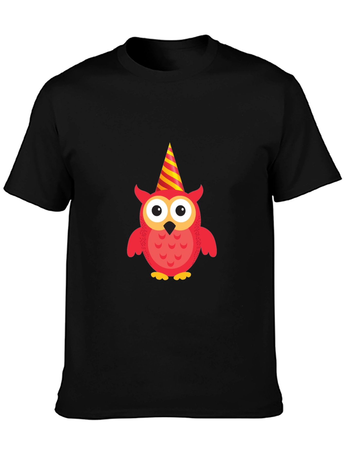 Party Owl Graphic Tee - Black Cotton T-Shirt