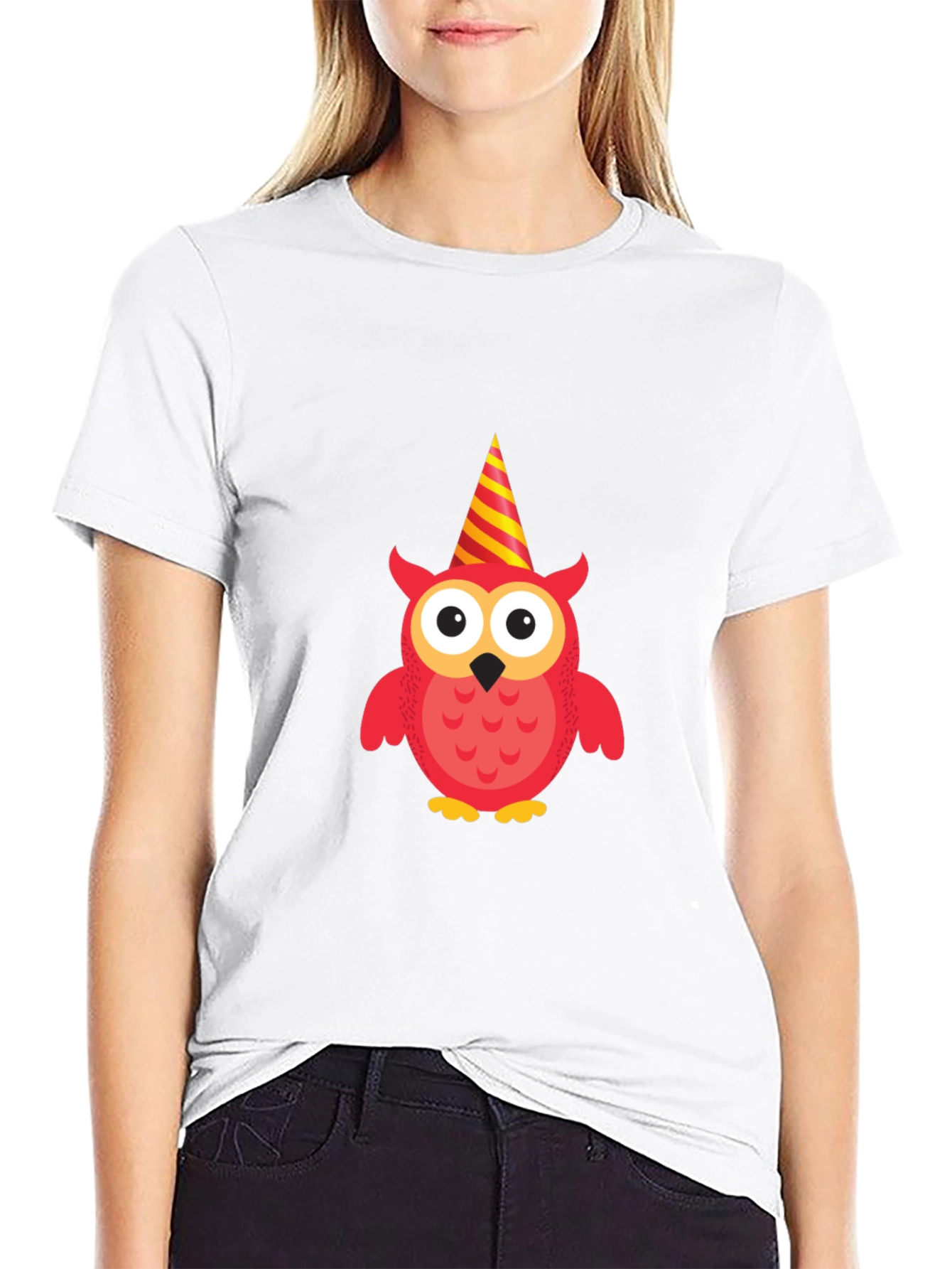 Party Owl Graphic Tee - Black Cotton T-Shirt