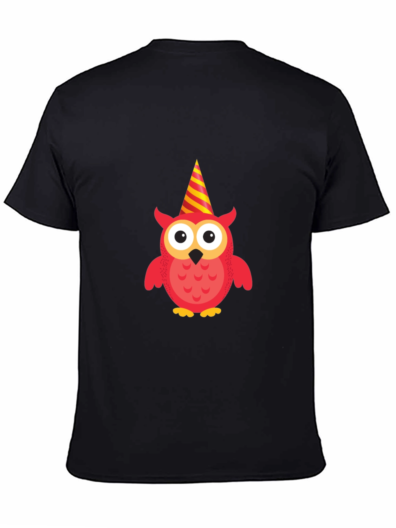 Party Owl Graphic Tee - Black Cotton T-Shirt
