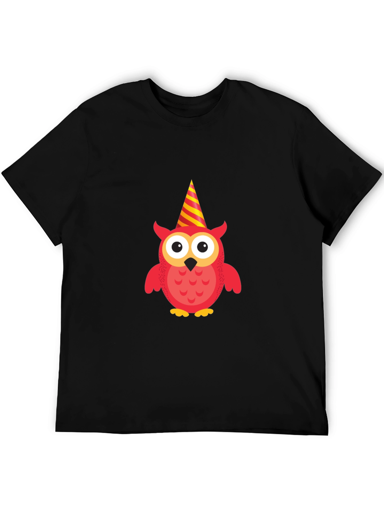 Party Owl Graphic Tee - Black Cotton T-Shirt