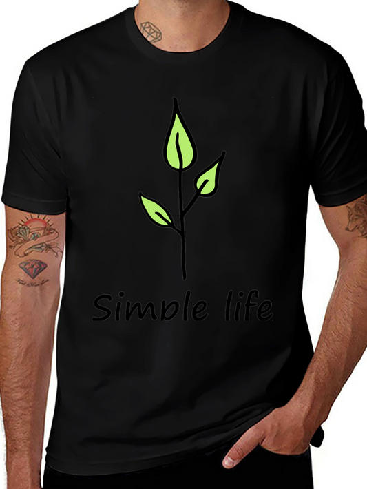 Simple Life Leaf Graphic Black T-Shirt