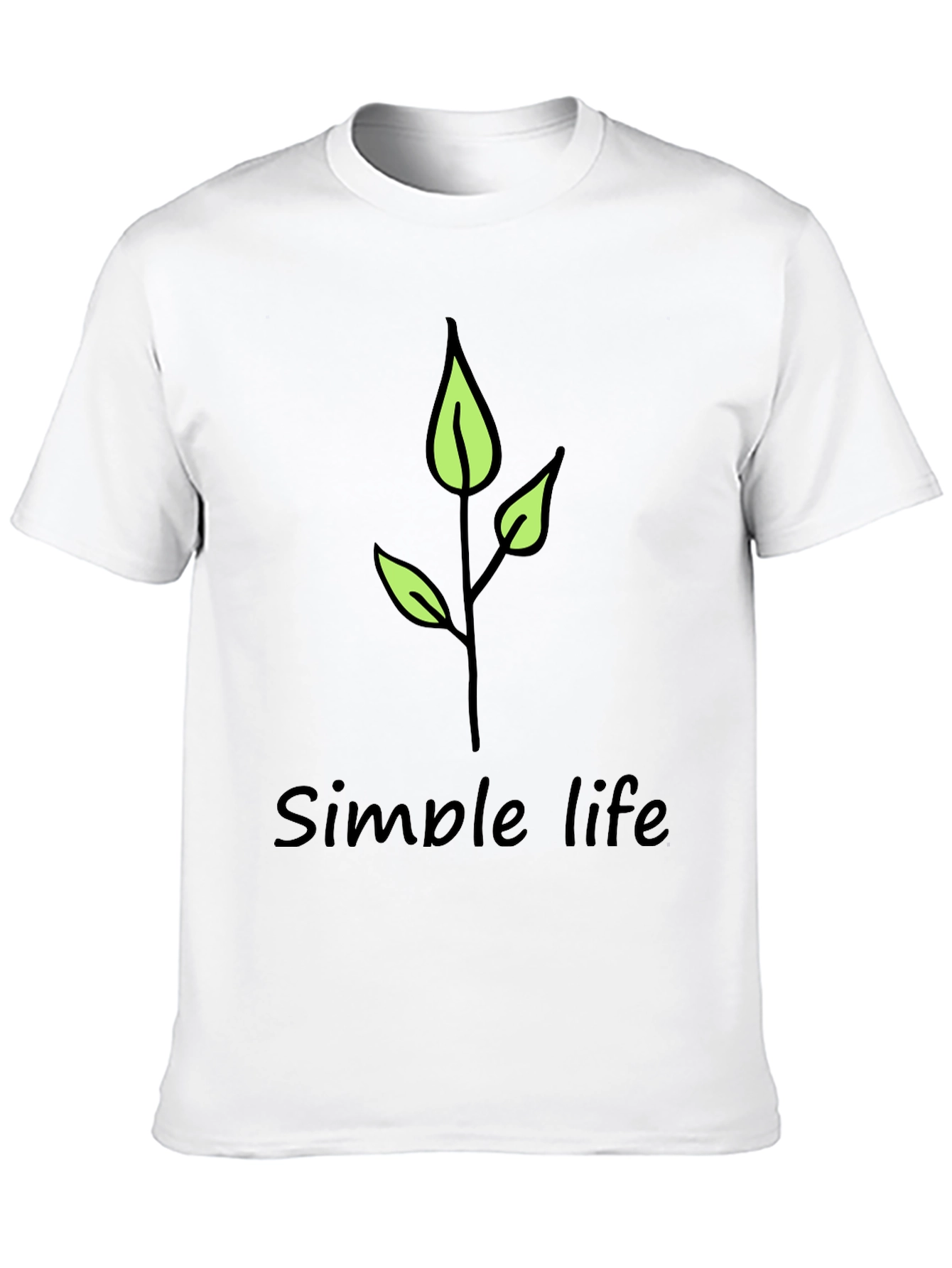 Simple Life Leaf Graphic Black T-Shirt