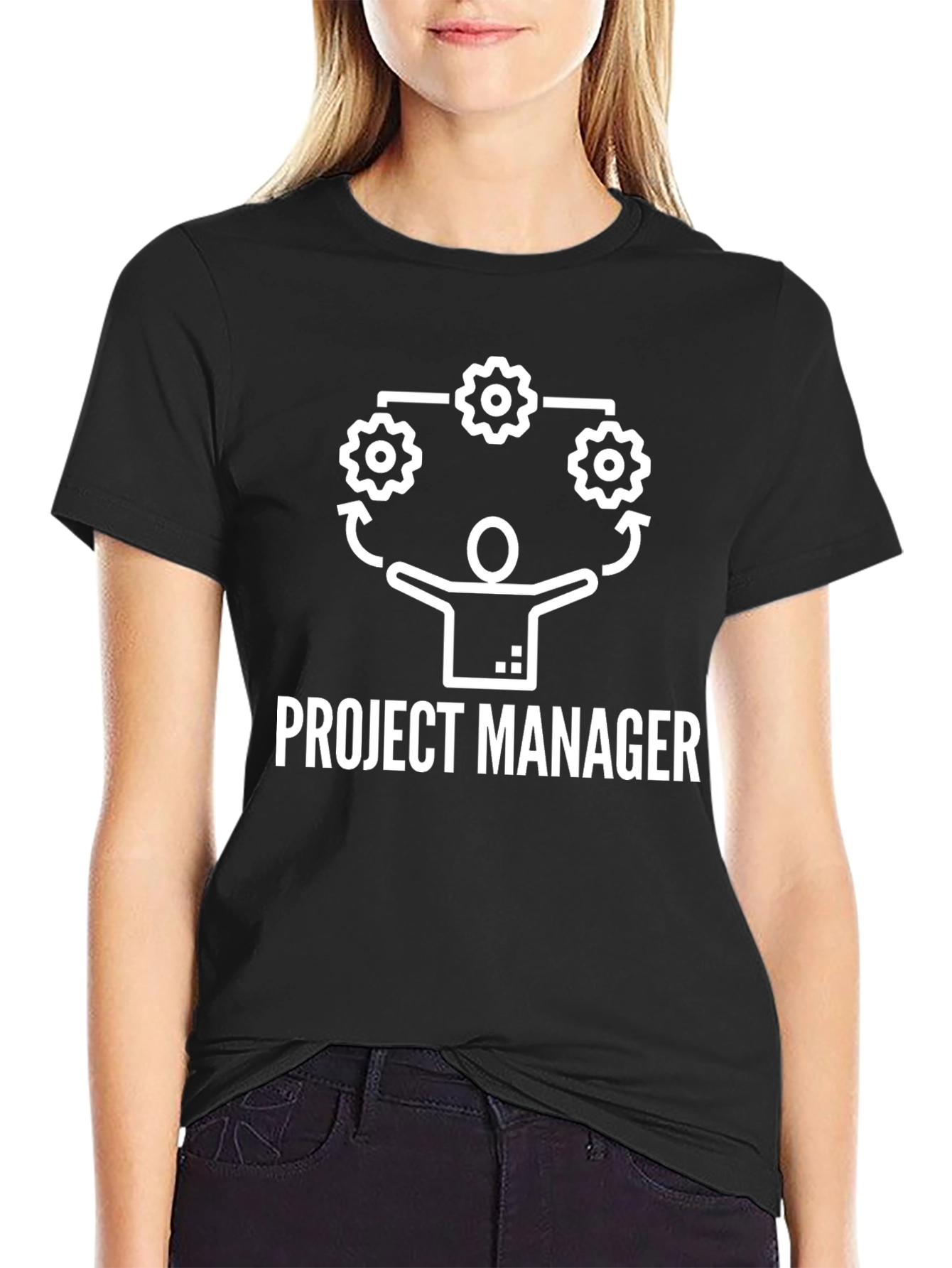 Project Manager Graphic Tee - Black Cotton Blend