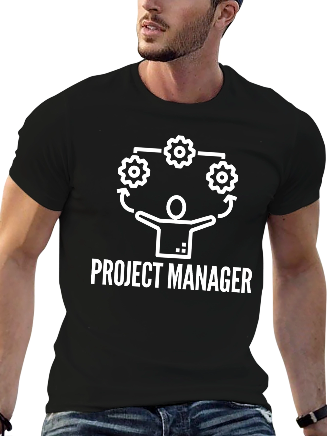 Project Manager Graphic Tee - Black Cotton Blend