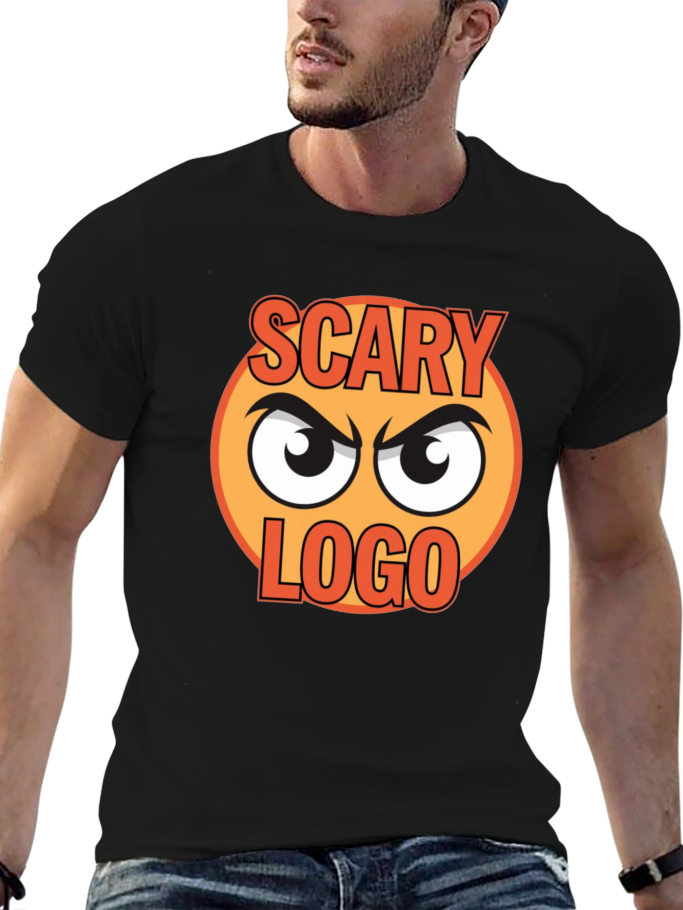 Scary Logo Graphic Print Black T-Shirt