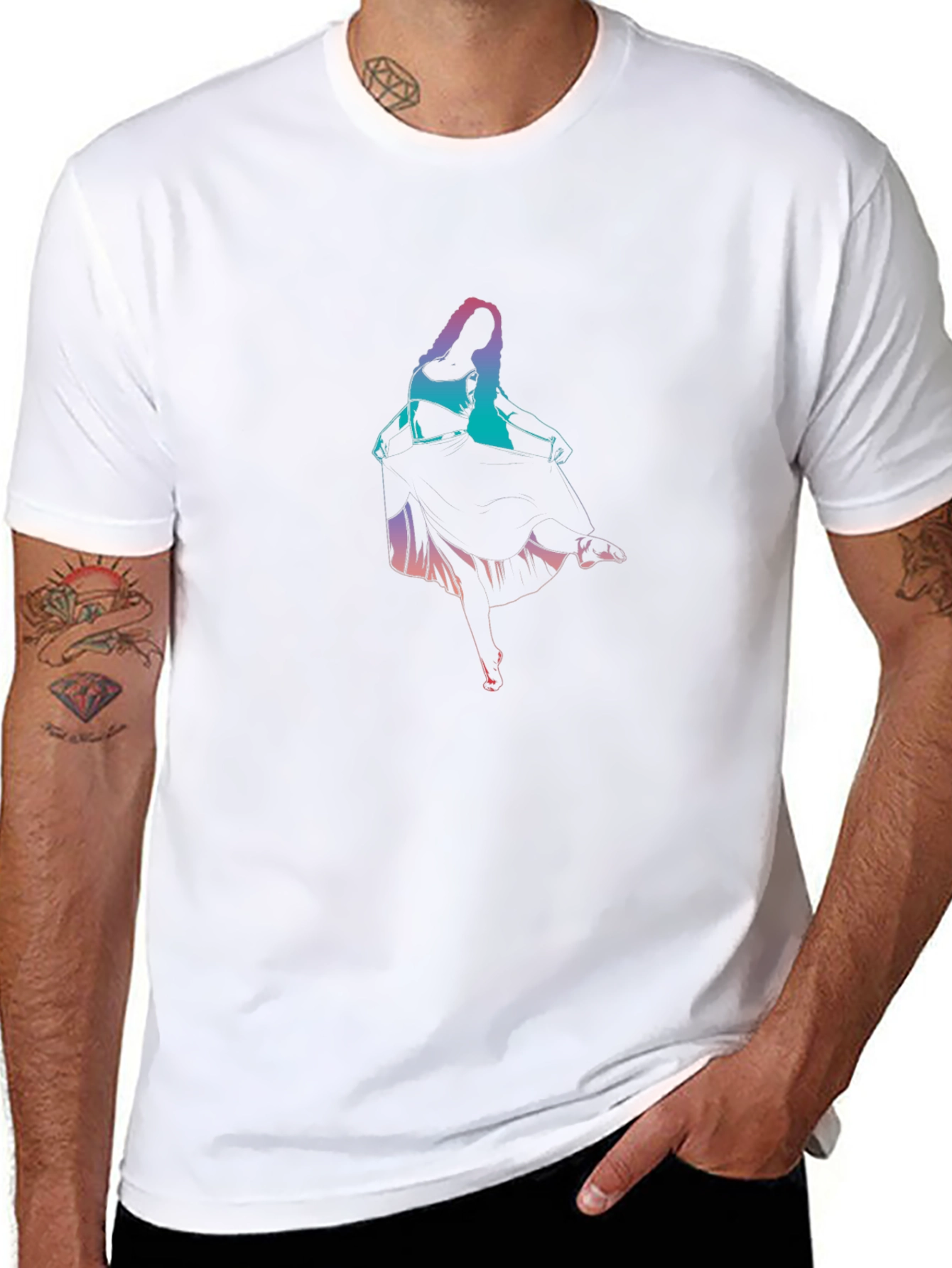 Gradient Dancer Graphic Black T-Shirt