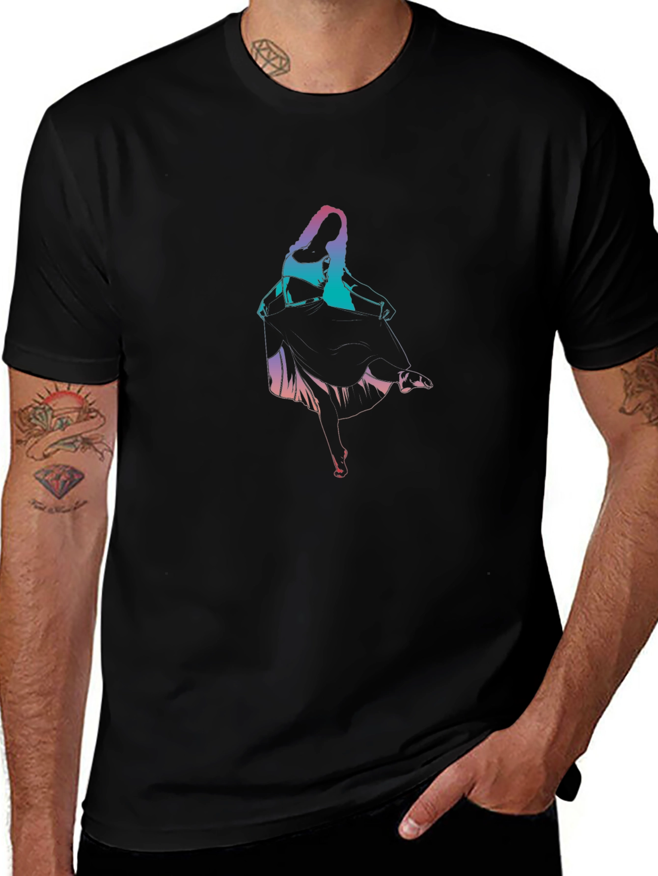 Gradient Dancer Graphic Black T-Shirt