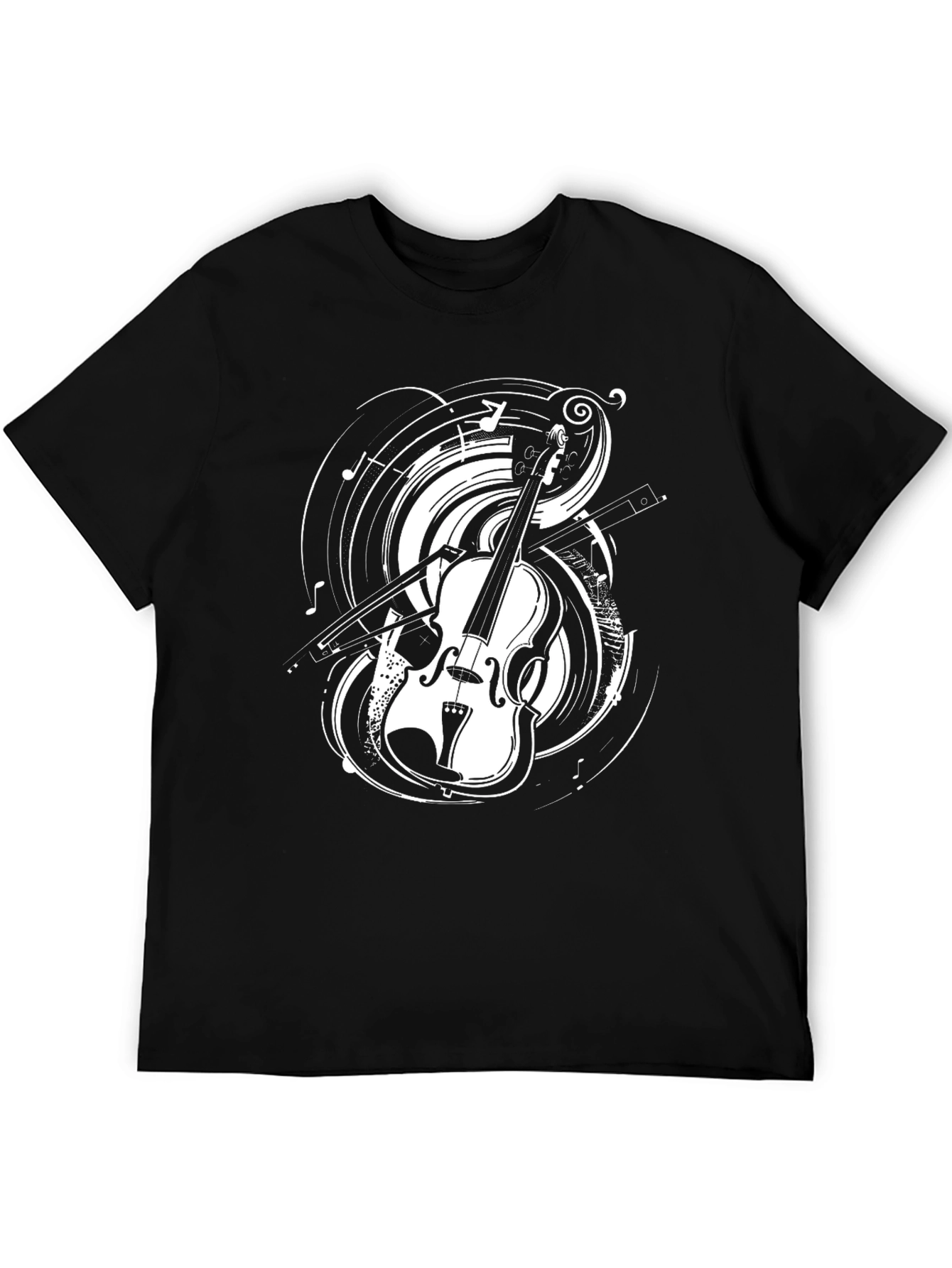 Musical Violin Graphic T-Shirt - Black Cotton Tee