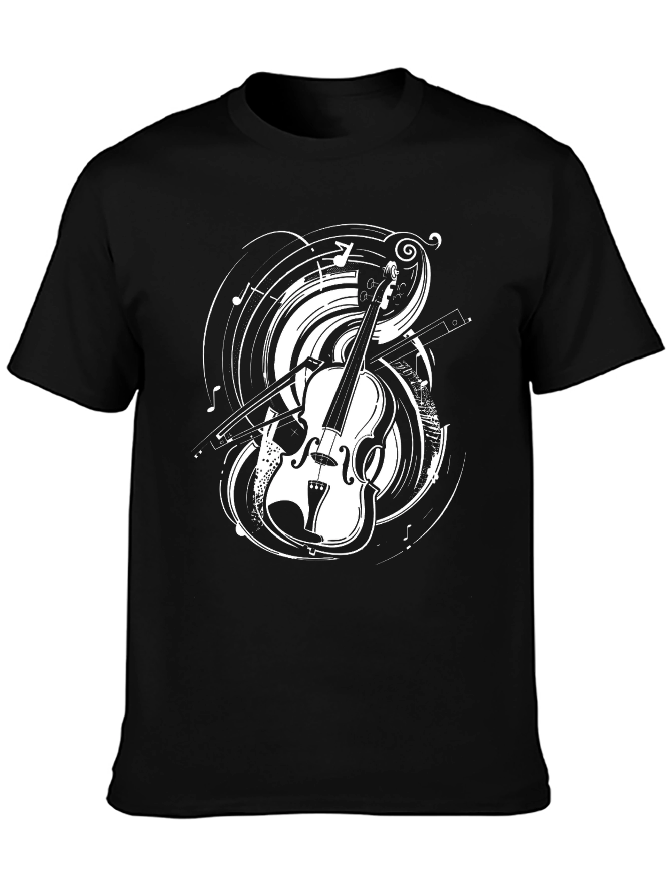 Musical Violin Graphic T-Shirt - Black Cotton Tee