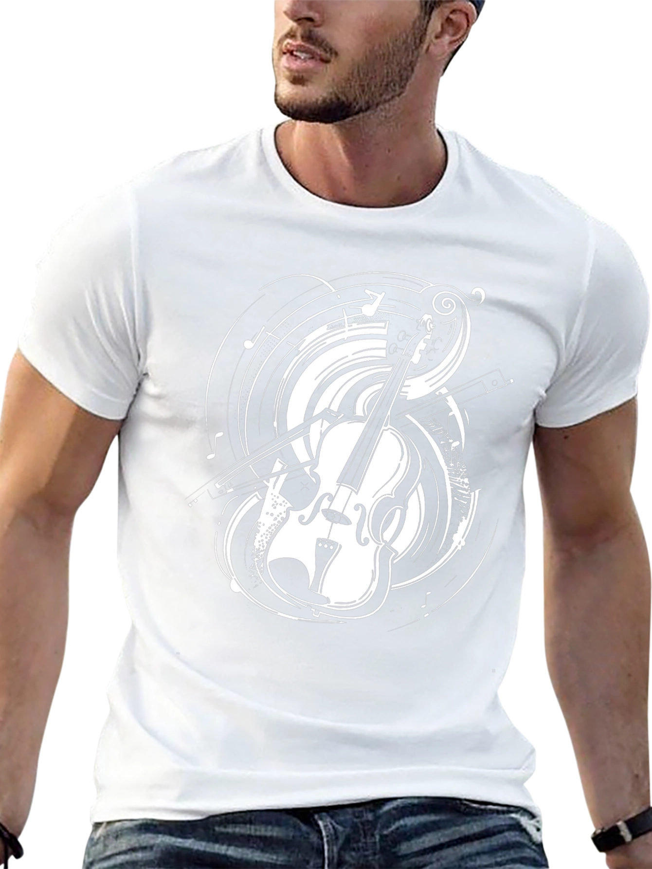 Musical Violin Graphic T-Shirt - Black Cotton Tee