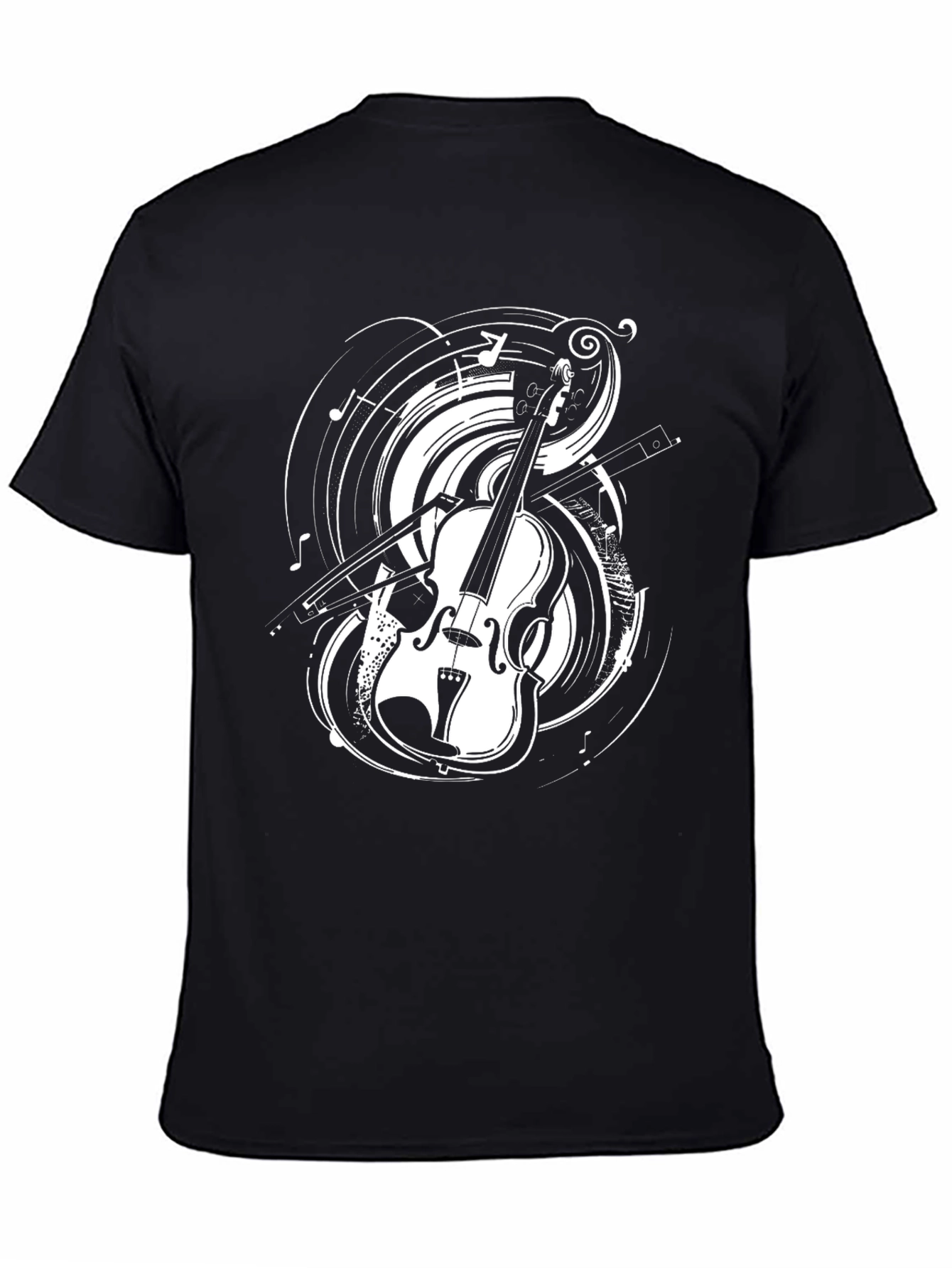 Musical Violin Graphic T-Shirt - Black Cotton Tee