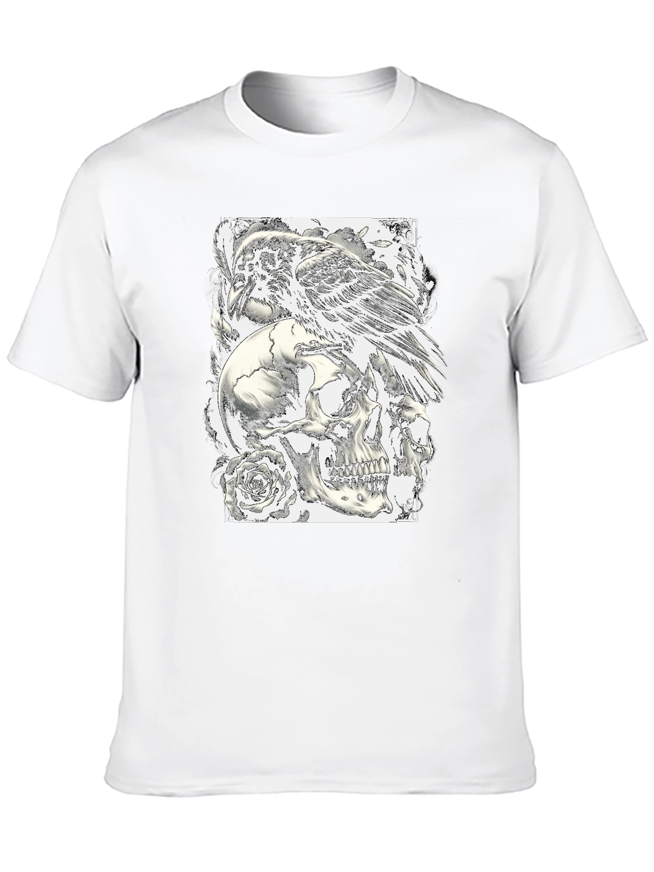 Raven Skull Graphic Tee - Dark Style