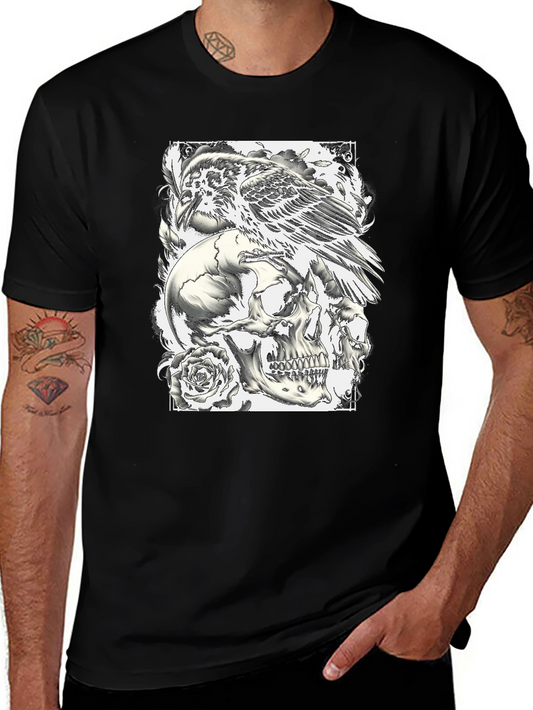 Raven Skull Graphic Tee - Dark Style